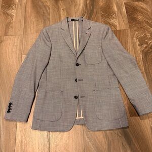 Murano Men’s Slim Fit Blazer in Blue with Pink Plaid Medium